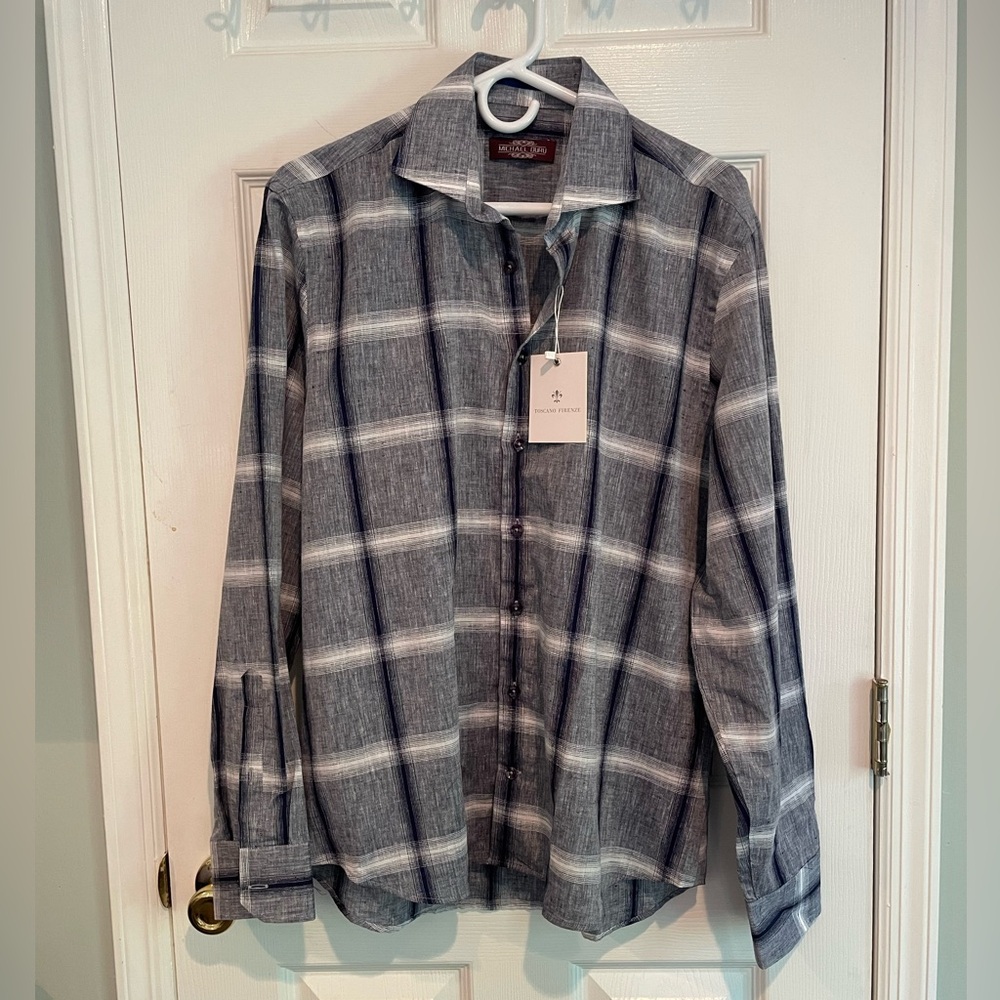 Nwt Michael Duru Button Down Plaid Medium - image 1